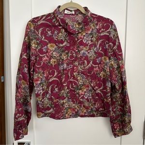 Vintage mauve floral collared blouse